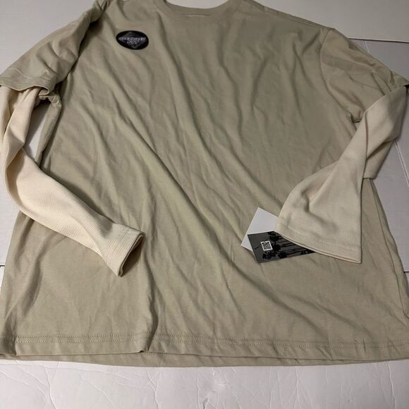 Men's Cream Long Sleeve Shirt Oversized Medium NWT - Picture 1 of 7